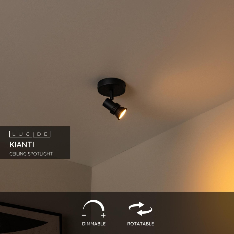 Lucide KIANTI - Ceiling spotlight - Ø 10 cm - 1xGU10 - Black